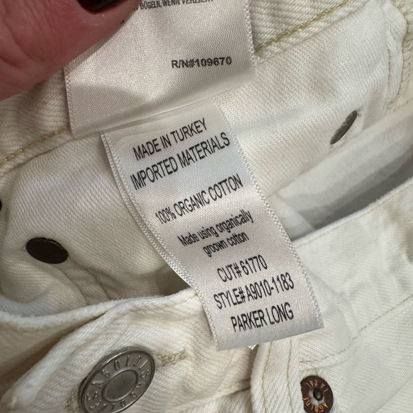 L1. Agolde White Denim Jean Shorts Parker Long Frayed Hem High Waist - Picture 7 of 8